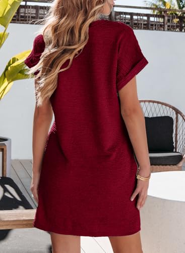 Image of EVALESS Womens Summer Dresses 2026 Fashion Short Sleeve Cute Spring Mini Dress Crewneck Casual Beach Vacation Dresses