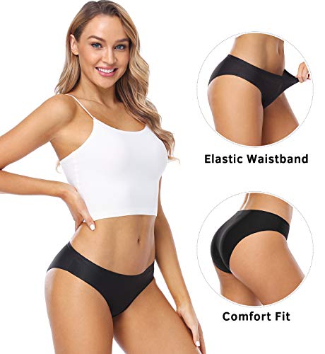Wealurre Breathable Underwear Women Seamless Bikini Nylon Spandex Mesh Panties(Black,M) #TOP1