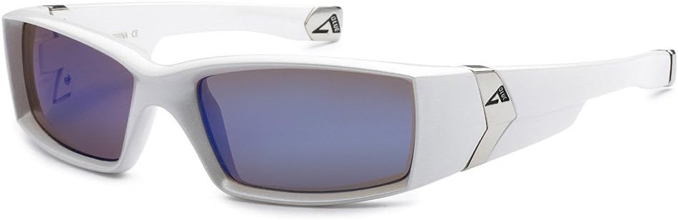 Arctic Blue Men's Rectangle Metal Tips Sunglasses WHITE