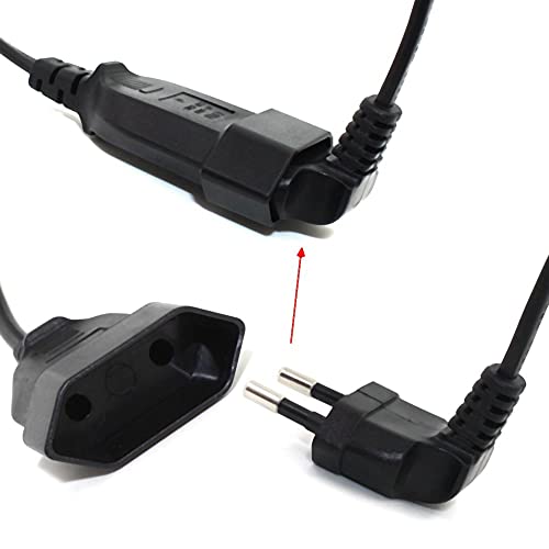 OVNSHVN Europea 90 Grad Stecker auf Buchse Steckdose Power VerläNgerung Kabel für PC Computer PDU (0,3)