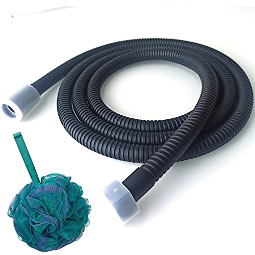 TRIPHIL Kink-Free Shower Hoses with Bath Sponge Extra-Long Handheld Showerhead Hose Replacement Ultr-Flexible Metal Anti-Twist 2 Brass Connectors Stainless Steel Sleeve Matte Black 79 inches