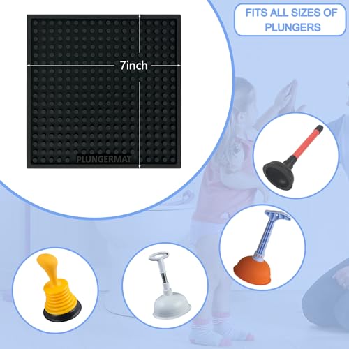 Image of Plunger Mat - Air Drying Tray for Toilet Plunger - Catches Drips and Easy to Clean - Wicks Water from Plunger and Dries Quickly