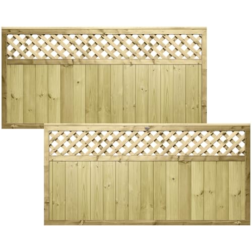 Urban Premier Diamond 6x3ft (W: 6ft x H: 3ft) Fence Panel Decorative Garden Treated Trellis Top Fully Rebated Framed with Interlocking Smooth-Planed Tongue & Groove Width 1828mm x Height: 900mm