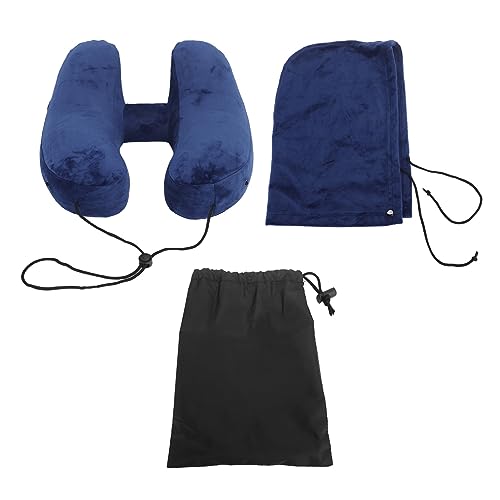 Travesseiro de pescoço, em forma de H, facilmente ajustável, enchimento rápido, removível e lavável,