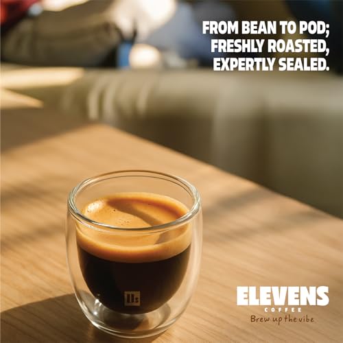 Image of ELEVENS COFFEE | Vibe & Flow | Specialty Coffee Capsules | 100% Arabica | Dark Roast | Intensity 10 | Compatible with Nespresso (11 Count (Pack of 1))
