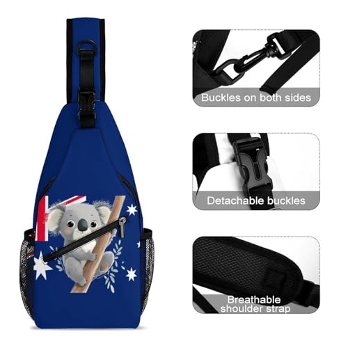 Koala Australia Flag Crossbody Sling Backpack Casual Chest Bag Fanny Pack for Women Men Travel Hiking3