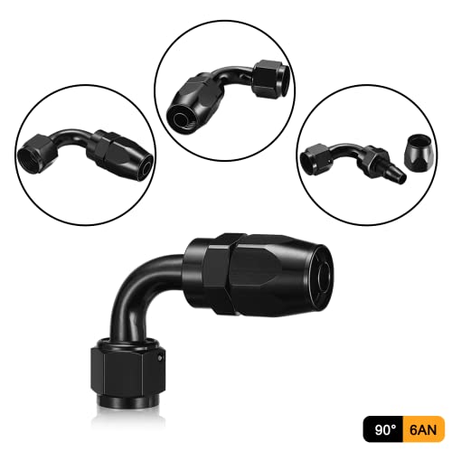 SYKRSS 6AN 90 Degree Swivel Hose End Fitting Aluminum Seal AN Hose End Fitting for Braided Fuel Line — view 2