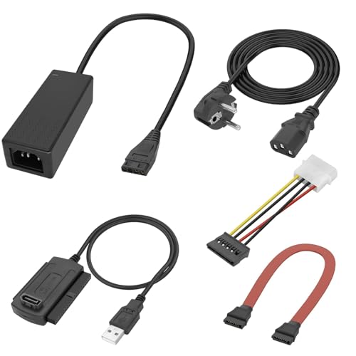 GERUI 1 juego de adaptadores SATA PATA IDE a USB 2.0 para disco duro SSD / CD-ROM / CD-RW / DVD-ROM de 2,5 pulgadas / 3,5 con cable de alimentación para ordenadores portátiles de sobremesa