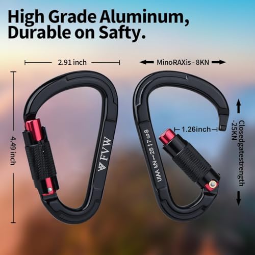 25KN Karabiner Klettern Kletterausrüstung,5 Stück Auto Locking Kletterkarabiner Clips für Hängematten, Schaukel, Locking Hundeleine und Geschirr, Camping, Wandern & Utility (Black*5)