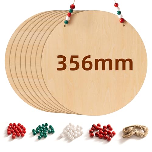 ROWOOD 8 discos redondos de tilo de 35 cm – Hojas de madera precortadas jumbo para arte láser, pirografía y eventos