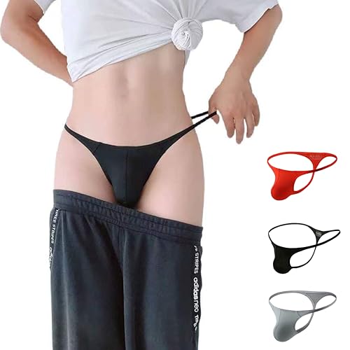 Men's G-String Seamless Thong Low Rise Underwear Green/Blue/Red 3 Pack