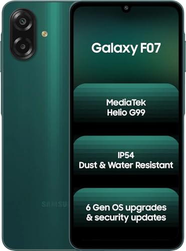 Samsung Galaxy F07 Smartphone |6.7-inch HD+ Display | 50MP + 2MP Dual Rear Camera | 8MP Front Camera | 5000mAh Battery | Helio G99 Processor | Expandable Storage up to 2TB
