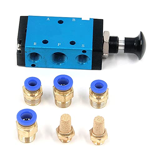 Électrovanne pneumatique commande manuelle 1/4 5 voies push-pull à inversion fluide
