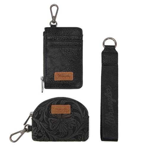 Image of Wrangler Keychain Wristlet Wallets for Women Western Dual Pouch Wristlet Credit Card Holder Wallet