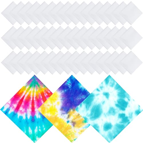 Bandana blanca para teñir corbatas, unisex, de algodón, bandana blanca, a granel, multiusos, pañuelos para bricolaje, 22 x 22 pulgadas, Blanco