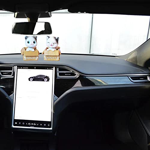 Car Dashboard Shaking Dog Adornments - 1Pcs Car Bobbleheads Shake Head Toy Bobble Dog Resin Simulation For Car Vehicle Decoration Home (Squinting Cat) #TOP7