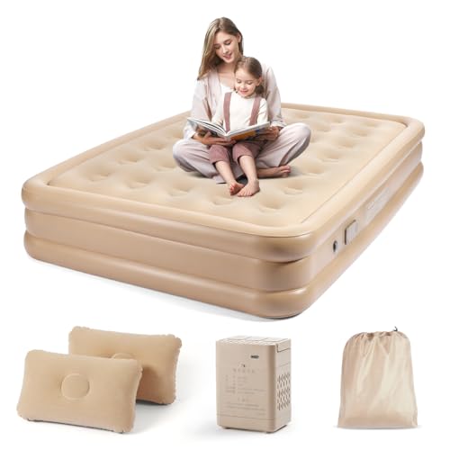 La Mejor Lista de Camas y almohadas hinchables y accesorios al mejor precio. 41 YOMYM Colchón de Aire Queen con Bomba de Aire Eléctrica Recargable Incorporada, Inflado y Desinflado Rápido Automático, con Bolsa de Transporte y 2 Almohada Inflable, para...
