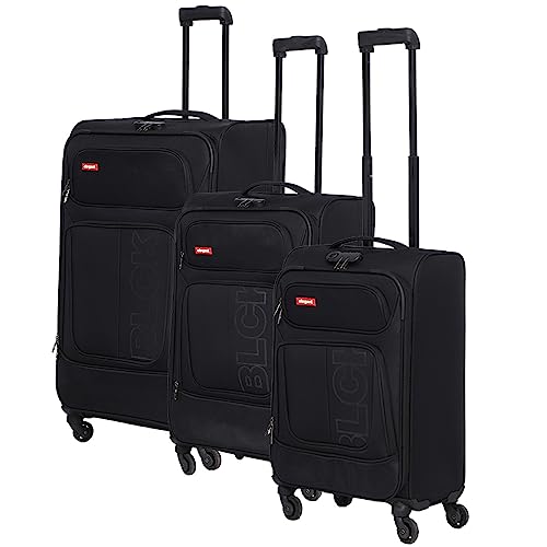 Image of Elegant Blck Trolley Bag Black Soft Luggage Trolley /Travel Bag 4 Wheel Luggage Suitcase for Travelling Set of 3 (22, 26 and 30 Inches)