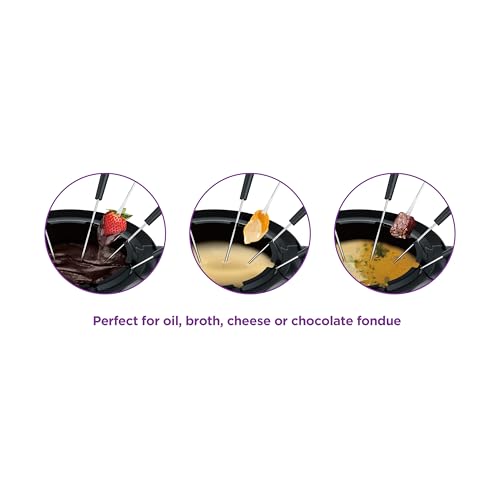 Salton Electric Fondue Set 2.8L – Nonstick Fondue Pot with Adjustable Temperature Control, 8 Color-Coded Forks, Cool-Touch Handles – For Cheese, Chocolate, Oil & Broth – Black by Salton - Image 2