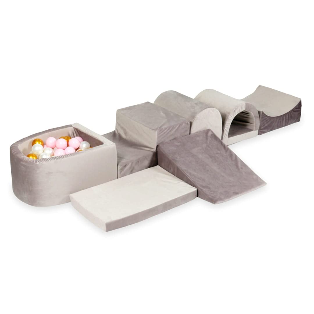 Mimii Bällebad - Spielset - 365 X 45 cm / 100 Bälle ∅ 7 cm Bälle - Spielplatz und Kugelbad mit bunten Plastikbällen für Babys und Kinder - Rund