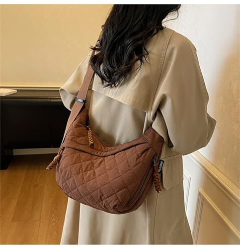 Image of Crescent Shoulder Bag Nylon Crossbody Bag for Women Nylon Hobo Bags Slouchy Sling Purse Dumpling Bags