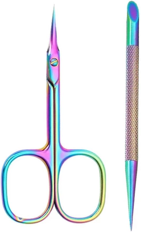 Extra Fine Cuticle Scissors Cuticle Trimmer for Pedicure Manicure Curve Blade Precise Pointed Tip Grooming Kit Nail Art Tools,B,Color setA