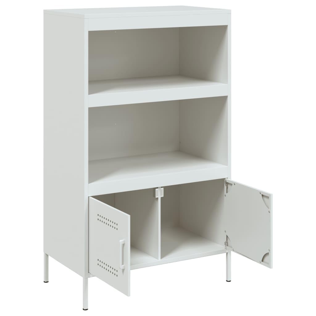Armadio alto bianco, 68 x 39 x 113 cm, in acciaio, con ante