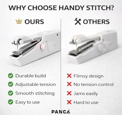 Image of PANCA Handy Stitch Mini Sewing Machine | Portable Handheld Silai Machine for Quick Stitching, Clothes Repair & DIY Craft | Manual Sewing Tool for Home Tailoring, Travel, Fabric Repair & Emergency Use