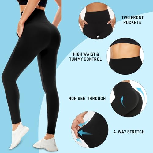 MOREFEEL Leggings with Pockets for Women, High Waisted Tummy Control Workout Hip Lift Yoga Pants Activewear - Image 6
