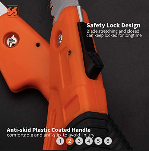 Edward Tools 7” Folding Saw - Heavy Duty Harden Triple Razor Tooth Steel - Hand Saw for Camping, Pruning, Backpacking, Survival, Outdoors, Gardening, Trees - Foldable Safety Sheath - Image 3