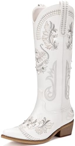 Dixhills Women's Wide Calf Knee High Sparkly Rhinestone Western C...