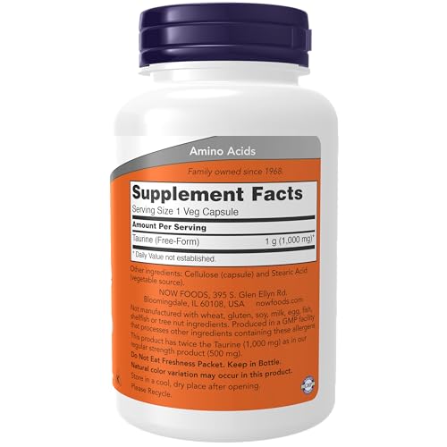 Taurina - (100 caps) - (1000mg) - Now Sports