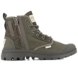 Palladium Men's Pampa Detroit Zip Boot, Non-slip Cotton Lace Up Vegan Boot for Fall Winter, Olive Night, 12M