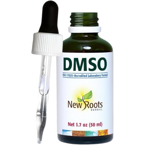 Image of DMSO Liquid 99.9 with Dropper (1.7 oz) Dimethyl Sulfoxide (50ml)| Low Odor Drops | Glass Bottle with Pipette, Fast-Drying Formula | NEW ROOTS HERBAL