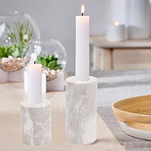 Worhe Candle Holders True Natural Marble With 0.35" Thick, Set Of 2 Decorative Candlestick Holder For Wedding Dinning Party Gift For Christmas Birthday Premium Candle Stand Color Burnt Umber (Zt004S) #TOP4