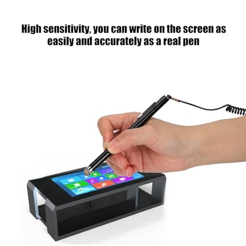 Lápiz táctil Capacitivo de Metal Negro lápiz táctil de Alta sensibilidad lápiz táctil portátil con Cable de Resorte de 90 cm de Largo para teléfonos móviles y Dispositivos GPS - imagen 4