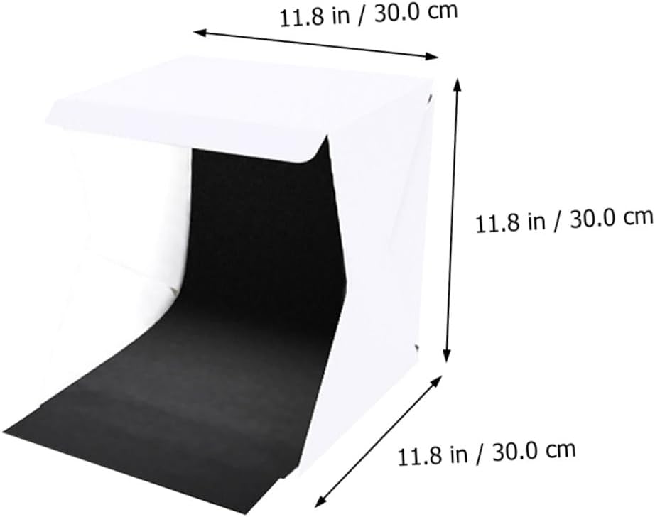 Portable Photo Box Light Tent with LED Lights and Black White Backdrops, 30Cm Folding Photography Lightbox for Product Photography and Studio Shooting