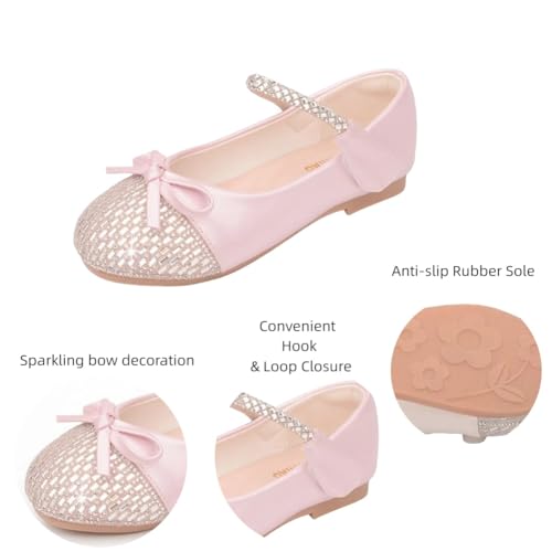 Girls' Glitter Mary Jane Ballerina Ballet Flats School Uniform Shoe Wedding Party Princess Dress Shoes for Toddler/Litle Kid4