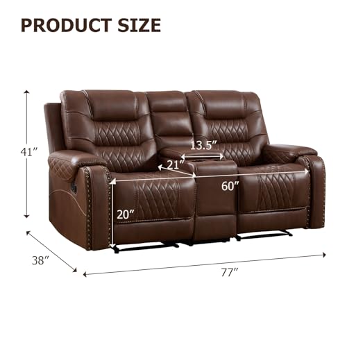 Manual Reclining Loveseat, Breathable Faux Leather Double Recliner…