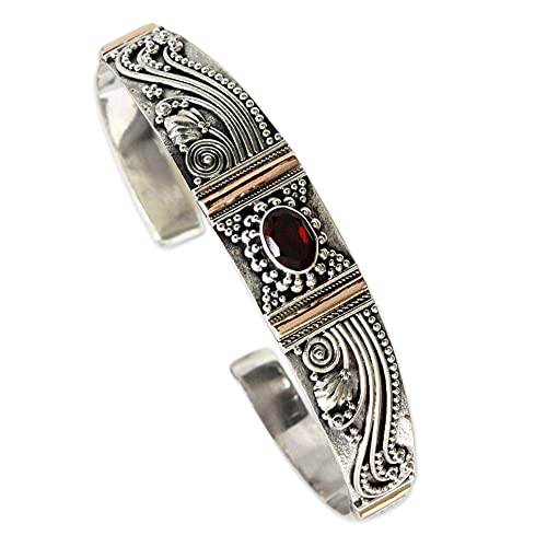 Novica Garnet 18K Gold Plated .925 Sterling Silver Cuff Bracelet, Paradise' #TOP3