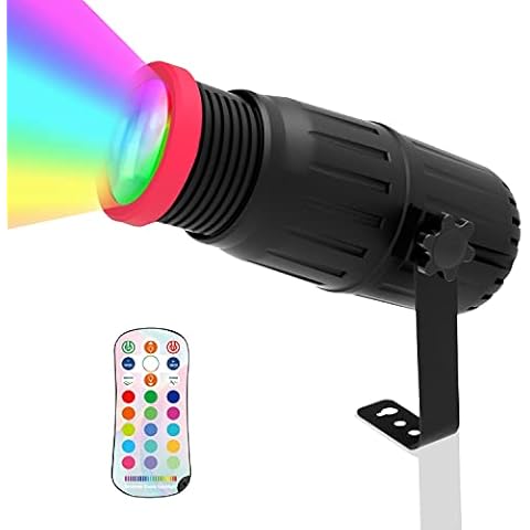 Pinspot Lights, OHiHi Manual Focus 18W LED Spotlight, 16 Colors and Spot Size Adjustable, Dimmable and Remote Control Pinspot Light for Disco Ball, DJ Stage Lighting for Bar Club Show Party Dance Cover