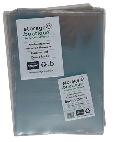 storage.boutique BEANO Comic Protection Sleeves, Archive Standard, Acid Free, A4 Size, 214 x 300 mm, 40