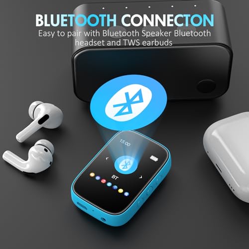 Leitor de MP3 Bluetooth com clipe portátil de 32 GB Suporte para reprodutor de música Rádio FM Grava
