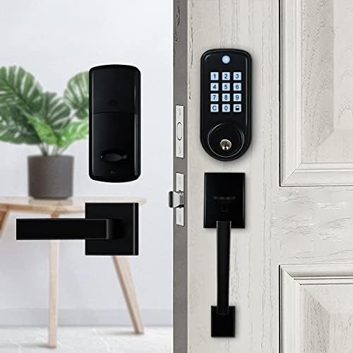 Keypad Door Locks with Handle Keyless Entry Door Lock Deadbolt Smart Door Locks Front Door Lock Set Keyless Deadbolt Keypad Deadbolt Smart Keyless Entry Auto Lock Code Lock (No APP)