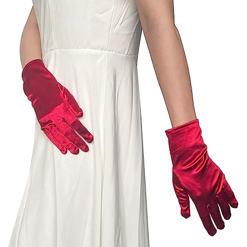 Short Satin Opera Gloves, Formal Dancing or Wedding Bridal Glove for 80s & 90s Themed Tea Party or Evening Dance WG-S-G14