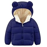 ANHDM Toddler Boys Girls Thicken Winter Coat Baby Fleece Warm Cute Bear Ear Hooded Jacket Clothes 2024, Navy Blue, 4-5T/ Tag 120