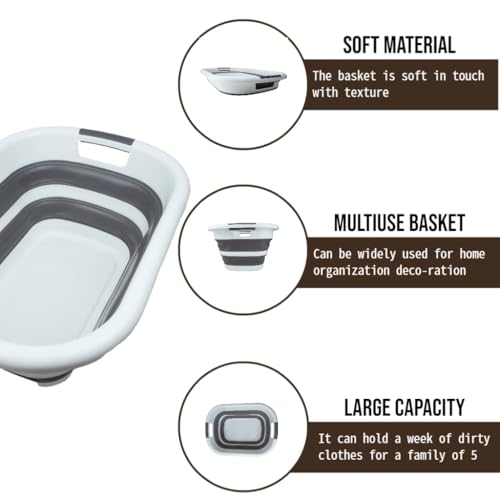 Image of Only 1 left, $2 off saleUpgraded Collapsible Multi-Use Tub - Foldable Bathtub, Laundry Basket, Dish Pan, Storage Bin for Camping, Hiking, Home (Space-Saving, Premium Grey)