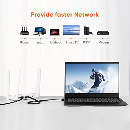 Image of CableCreation Cat 8 Ethernet Cable, Flat Network LAN Cable Cord 2000MHz /40Gbps High Speed,Internet Router Cable RJ45 Wire for Computer Laptop PS5 PS4, Switch Box PC,TV Box, 5FT /1.5M,Black