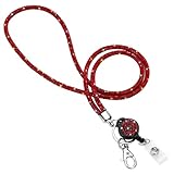 Soleebee Rhinestones Office Lanyard for Women, 31.5'' Bling Crystal Neck Lanyard with Retractable Badge Reel & Keyring (Red) - Image 1