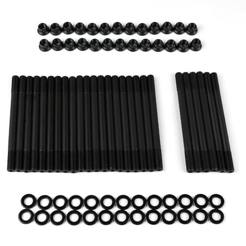 Cylinder Head Stud Kit Compatible with Dodge Ram 1998.5–2021 5.9L 6.7L Cummins Diesel 24V Engines, Upgrade Bolt Set for Cylinder Head Installation (Black)